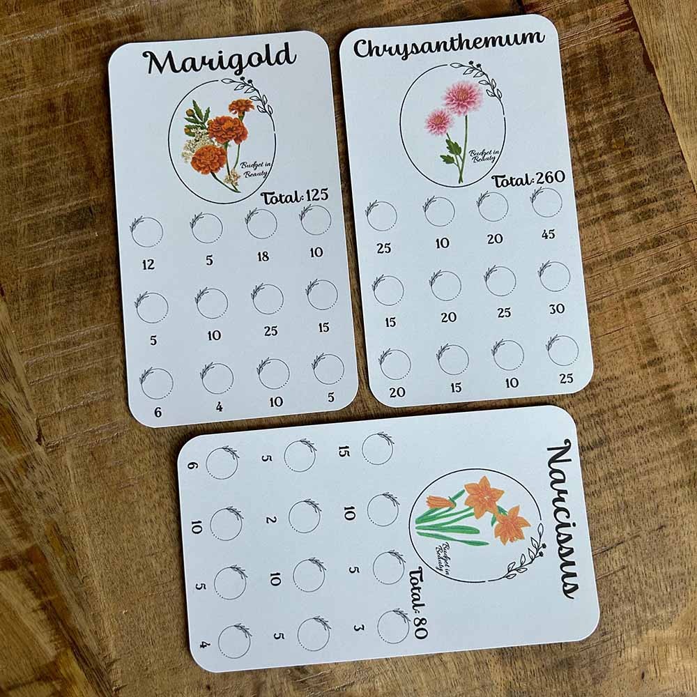 Personalized Birth Flower Name 12 Month Savings Challenge Bundle, A6 Size Cash Challenge Planner, Budget Goals for Cash Stuffing