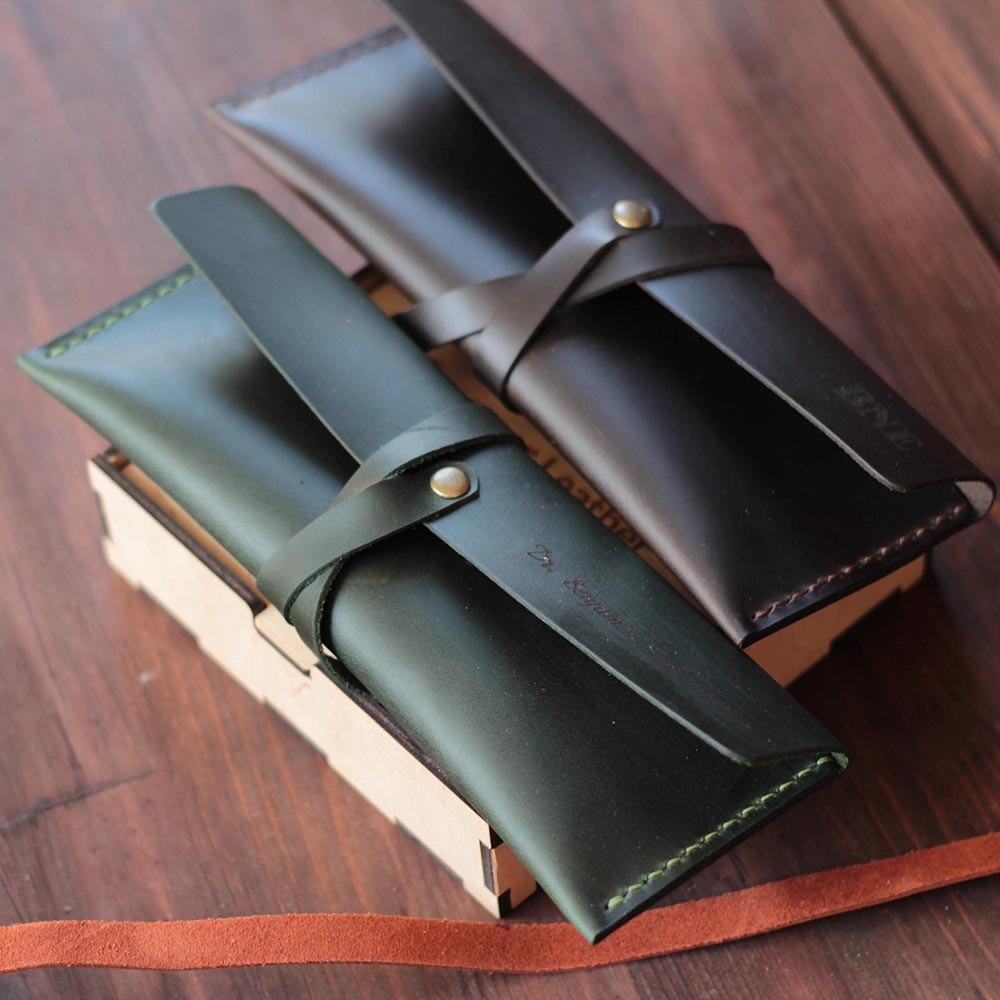 Pencil Case Leather Unique Gift for Artist Custom Pen Holder Leather Pencil Case Personalized Christmas Gift Pouch for Pencil Slim Purse
