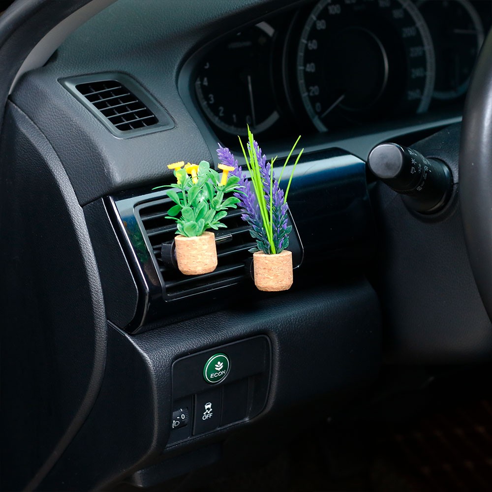 Plantenautoluchtverfrissers met geurpads, set van 2, plantenventilatieklemmen, etherische olieverspreiders voor in de auto, autoaccessoires, cadeaus voor plantenliefhebbers/autobezitters