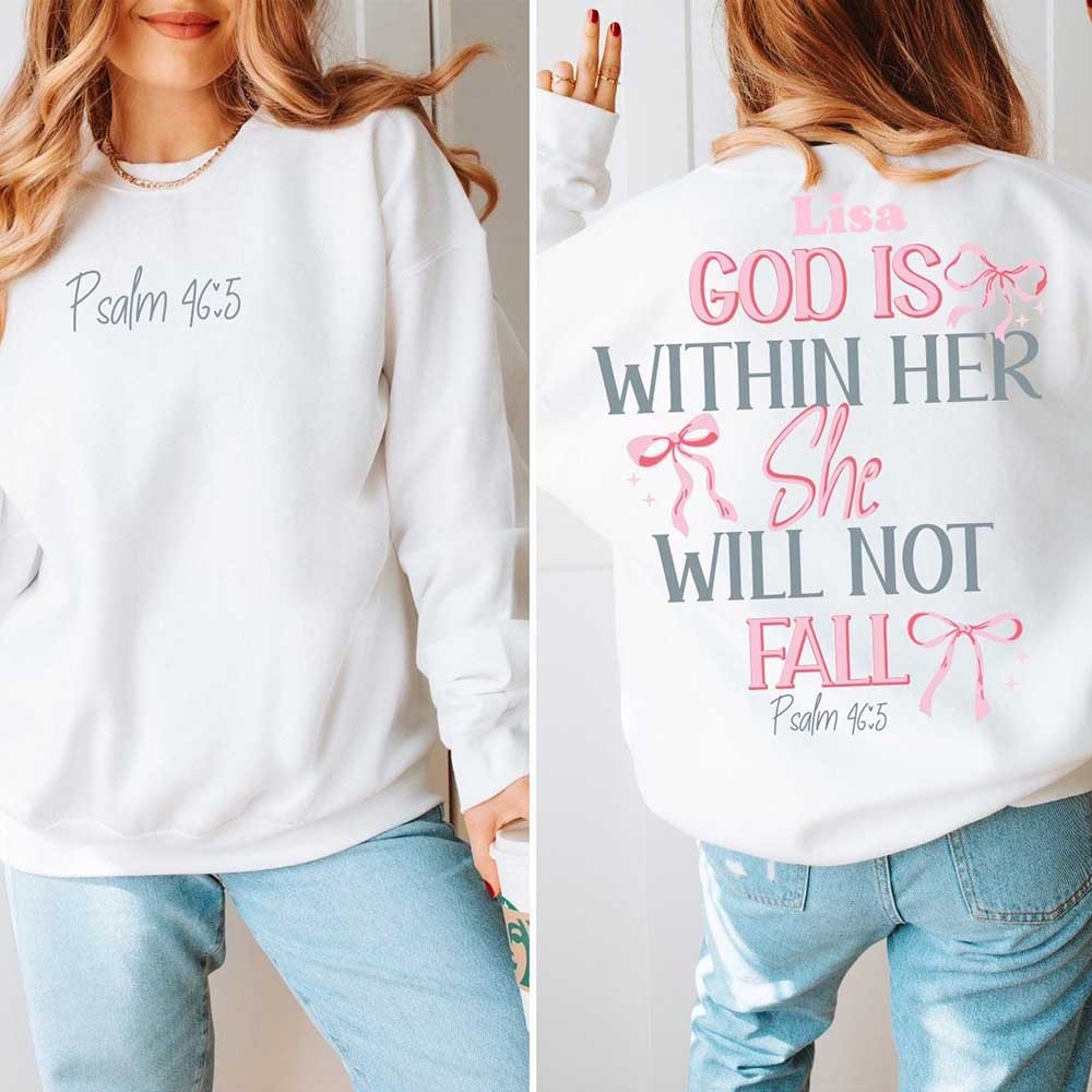 God Is Within Her She Will Not Fall Hoodie Coquette Christian Shirt Jesus Hoodie Christian Sweatshirt Christian Bible Verse Sweatshirt