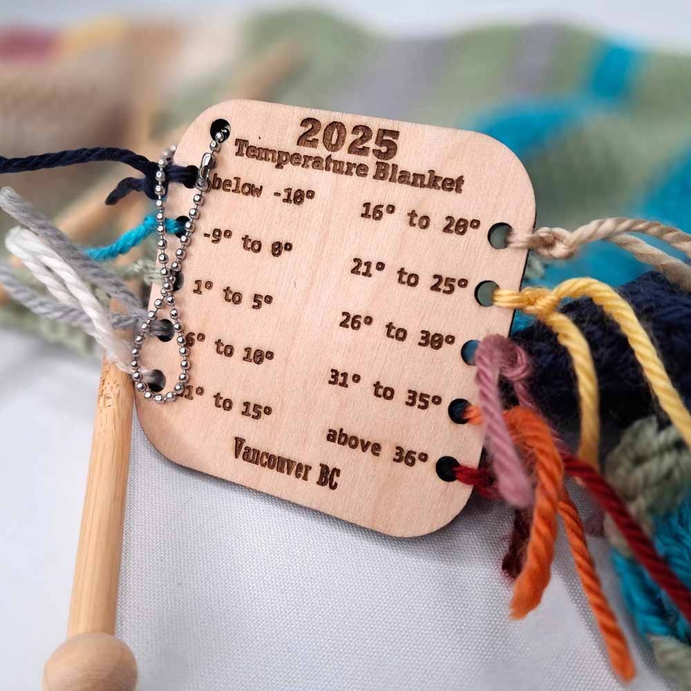 Custom City Name Temperature Blanket Chart, Wood Crochet Knitting Color Key, Color Card for Temperature Blanket, Celsius Fahrenheit Kelvin