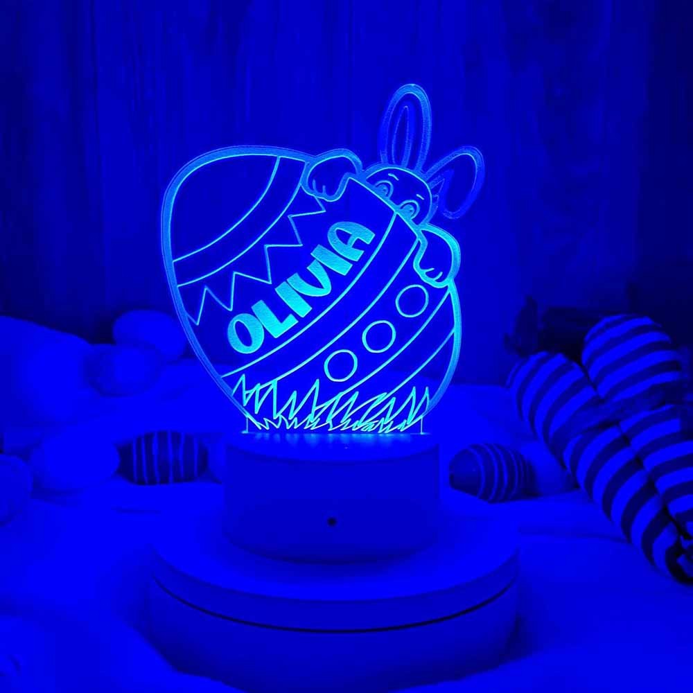 Personalized Easter Egg Night Light, Easter Bunny Egg Basket Stuffer, Easter LED Bedroom Decor, Kids Room Decor Night Light