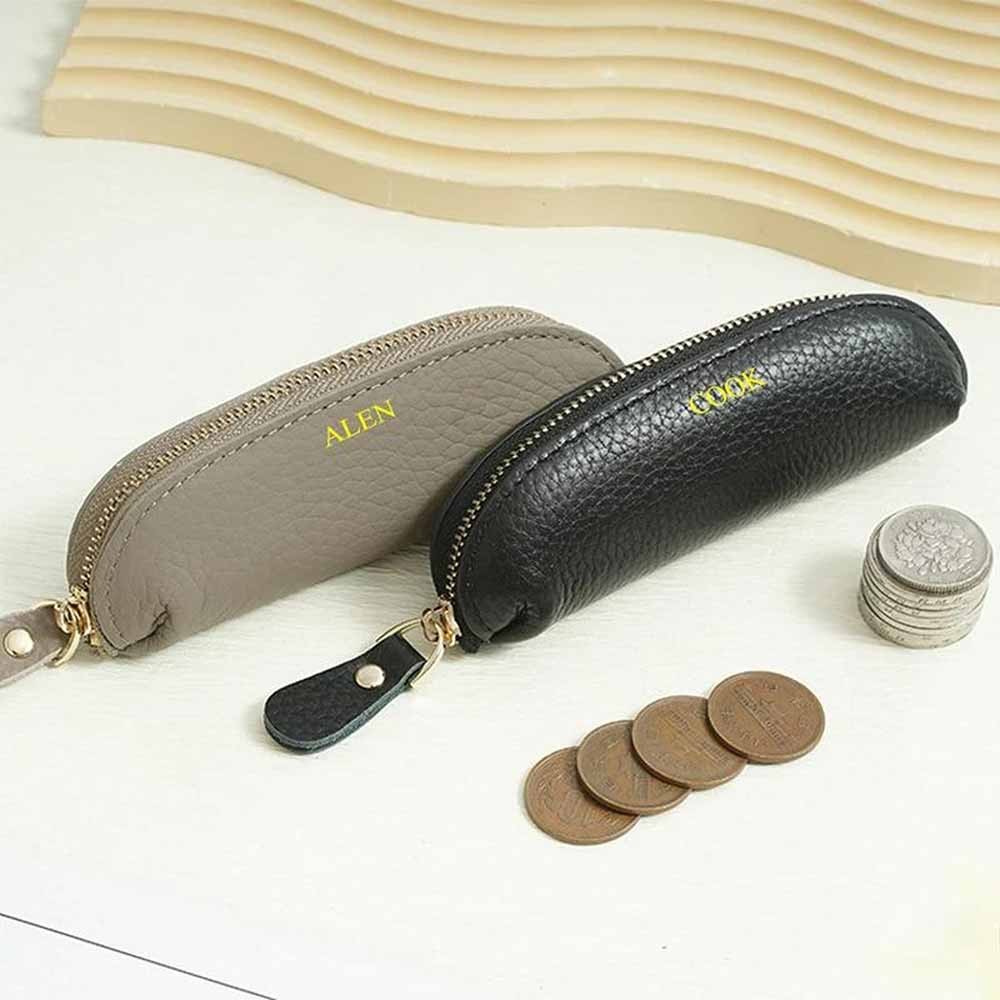 Personalized Mini Cosmetic Bag Monogram Gift Personalized Makeup Brush Coin Bag Holder Gift for Her Custom Pen Holder Storage Leather