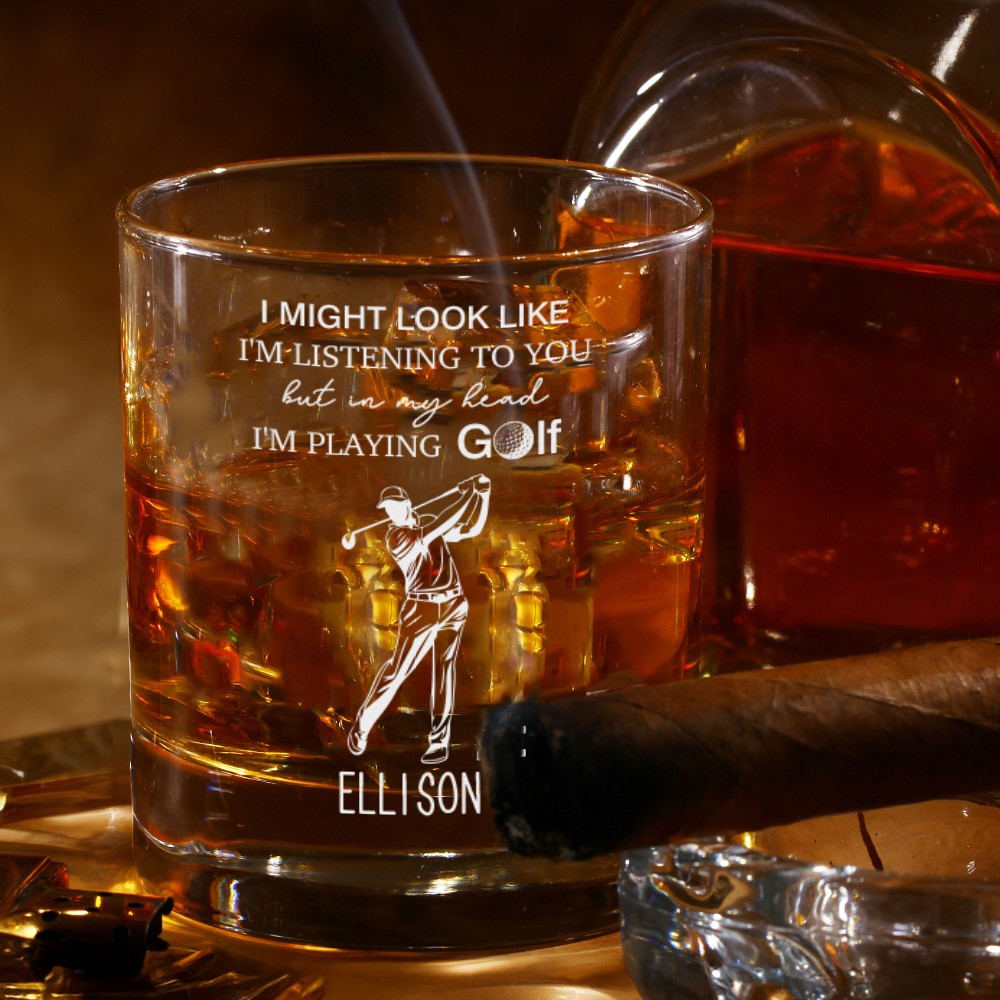 Golf Whiskey Glass, Golf Gifts For Men, Gifts for Golfers, Golf Gifts, Golf Glasses, Personalized Golf Cup, Fathers Day Gift, Gift for Dad