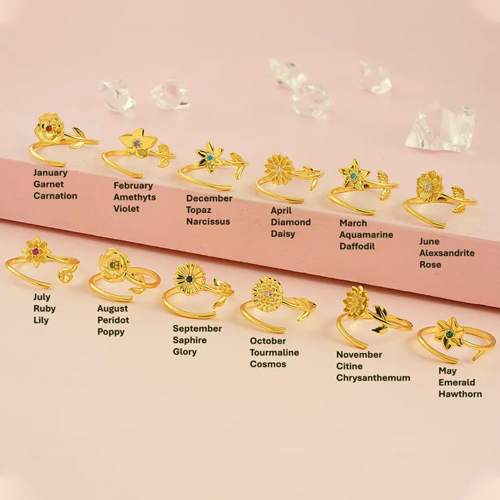 Birth Flower with Birthstone