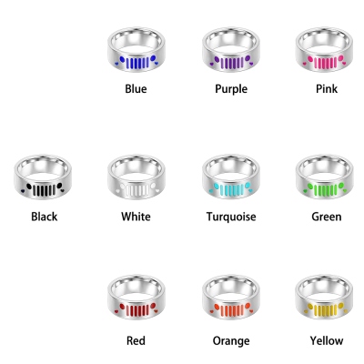 Custom Name Jeep Ring, Stainless Steel Unisex Ring with Jeep Grill and Headlights Pattern, Jewelry Gift for Jeep Girl/Jeep Guy/Jeep Lovers