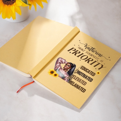 Make Yourself A Priority Notebook, Personalized Black Women's Notebook, Custom African American Women's Journal, Women's Confidence Journal, with Free Pencil