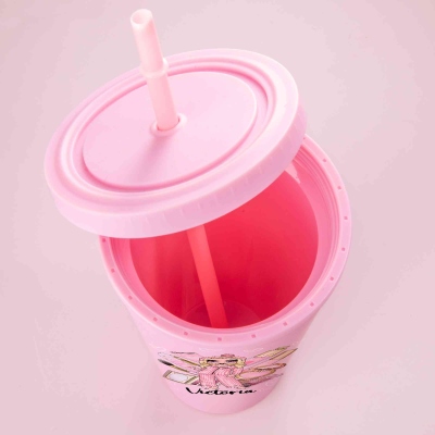 Personalized Makeup Pajamas for Women with Pink Makeup and 24oz Pink Cup with Straw, Perfect for Party Favors or Gifts for Her
