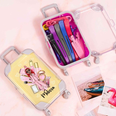 Personalized Pajama Makeup Girls Mini Makeup Storage Box, Custom Mini Luggage Box, Party Gift, Bridesmaid Gift