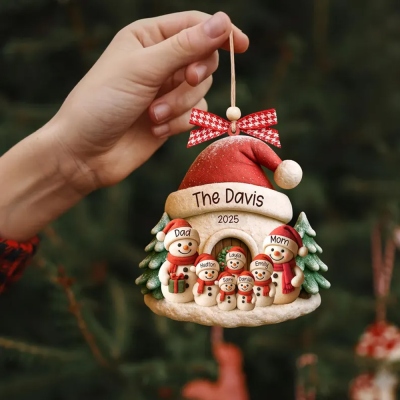Custom 1-6 Names Snowman Family Christmas Ornament, Acrylic Christmas Tree Hanging Ornament, Holiday Keepsake, Christmas Gift For Family/Mom/Grandma