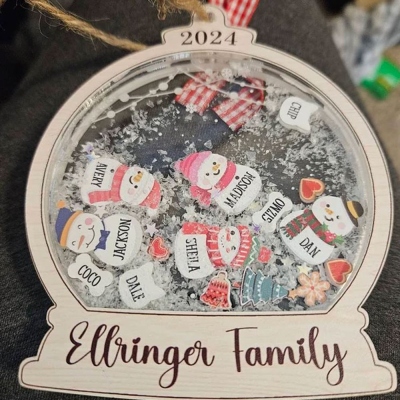 Personalized Family Names Shaker Snowbabies Christmas Ornament, Christmas Tree Hanging Ornament, Home Decor, Christmas Gift for Mom/Grandma/Family
