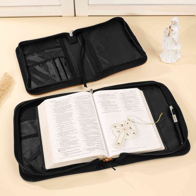 Personalized Leather Bible Cover, Custom Religious Book Case, Large Bible Carrying Bag with Handle, Bible Study Supplies, Christian Gift for Women/Men
