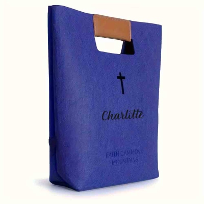 Personalized Bible Cover Cross Tote Bag with Name, Felt Bible Carrying Tote, Christian Faith Bag, Birthday/Christmas/Baptism Gift for Mom/Her/Women