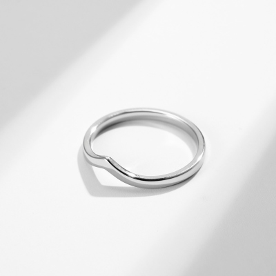 Sterling Silver 925 V-Cut Minimalist Ring, Stacking Ring for Women Men, Unique Geometric Wedding Band, Modern Promise Jewelry, Gift for Her/Couple