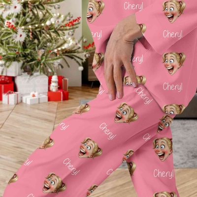 Personalized Family Exaggerated Portrait Pajamas, Funny Face Sleepwear with Multiple Colors, Unique Matching Set Based on Your Photo, Gift for Family