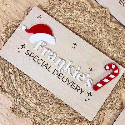 Personlig namnskylt julaftonsask, presentask i trä för 1 december, julaftonslåda, minnessak till familjen, julklapp för barn/familj