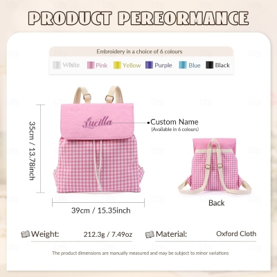 Personalized Embroidered Name Backpack Bag, Large Capacity Flap Book Bag with Drawstring, Travel Organizer, Back to School Gift for Students/Girls/Kids