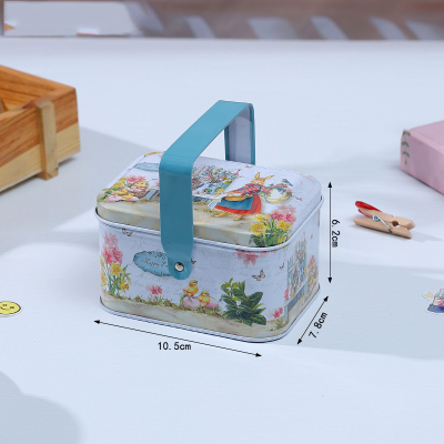 Personalized Easter Bunny Candy Storage Box, Cute Custom Name Bunny Cookie Tin Box with Handle, Easter Party Favor, Easter Gift for Kids/Boys/Girls