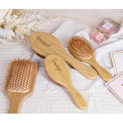 Personalized Engraved Name Wooden Comb for Bridesmaids, Elegant Hair Brush with Ribbon, Bridal Party Favor, Wedding/Proposal/Birthday for Her/Bestie