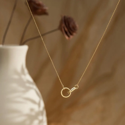 Custom Double Name Interlocking Rings Necklace, Sterling Silver 925 Engraving 2 Name Necklace, Valentine's Day/Birthday Gift for Her/Wife/Girlfriend