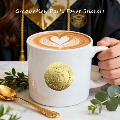 (Set of 12pcs)Personalized Name Class of 2026 Embossed Stickers, Gold Foil Graduation Seal Labels, Party Favors, Gift of Graduates/Students/Classmates