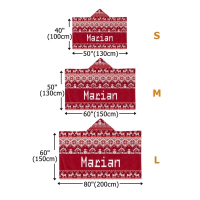 Personalized Fair Isle Style Christmas Soft Hooded Blanket with Name, Multicolor Christmas Hooded Blanket, Christmas Gift