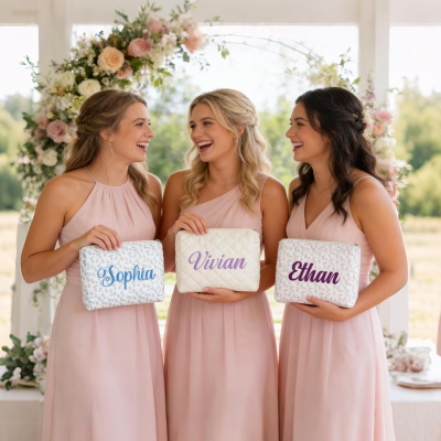 Custom Name Spring Floral Makeup Bag, Large Capacity Travel Toiletry Cosmetic Bag, Bachelorette Party Favor, Easter Gift for Her/Friends/Bridesmaids