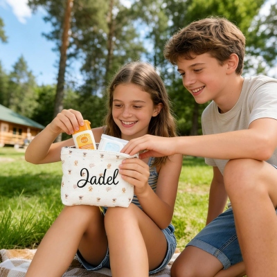 Custom Name Spring Floral Makeup Bag, Large Capacity Travel Toiletry Cosmetic Bag, Bachelorette Party Favor, Easter Gift for Her/Friends/Bridesmaids