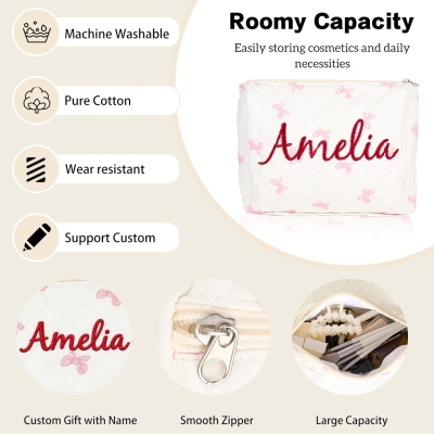 Custom Name Spring Floral Makeup Bag, Large Capacity Travel Toiletry Cosmetic Bag, Bachelorette Party Favor, Easter Gift for Her/Friends/Bridesmaids