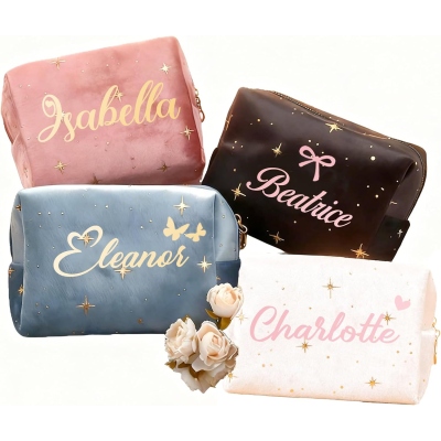 Custom Star Cosmetic Bag with Name, Large Capacity Fantasy Travel Toiletry Makeup Bag, Beauty Organizer Storage, Gift for Her/Friends/Bridesmaids