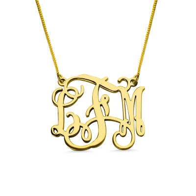 Custom Monogram Necklace 18K Gold Plated