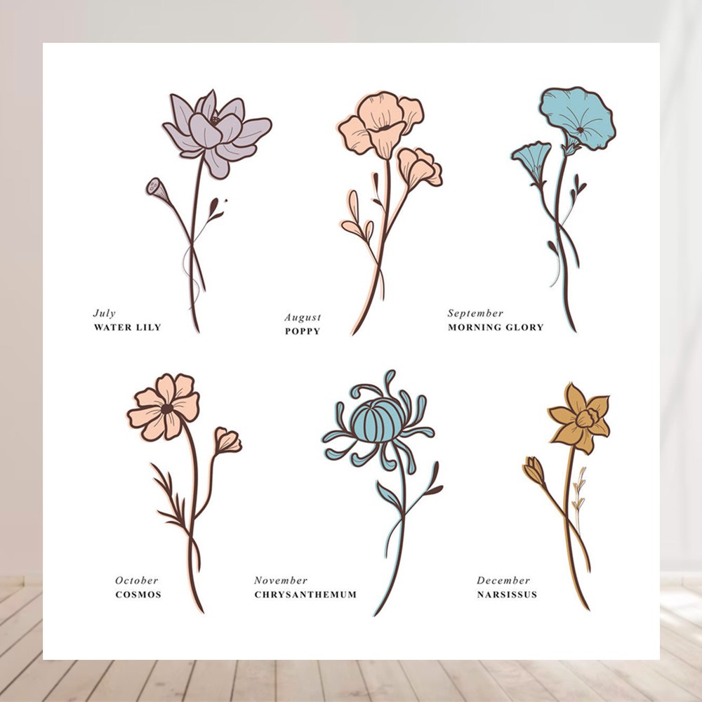 Personalized Birth Flower Music Wall Hanging, Pull String Music Box