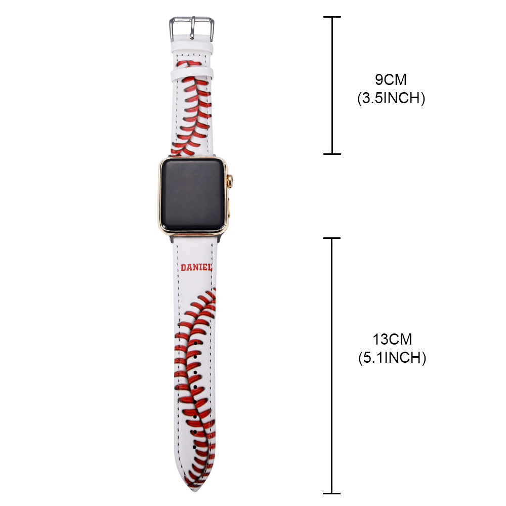 Pulseira de couro de beisebol personalizada para Apple Watch