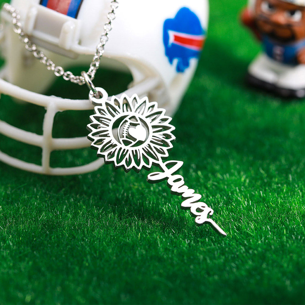 Personalized Sunflower with Ball Name Necklace