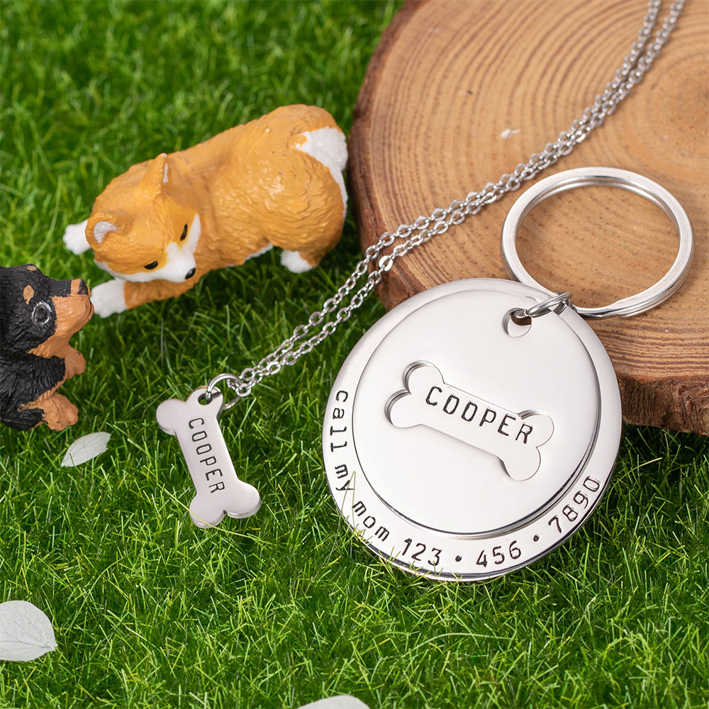 Personalized Collar Tag & Bone Necklace