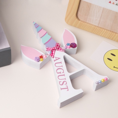 Personalized Wooden Unicorn Style Letter