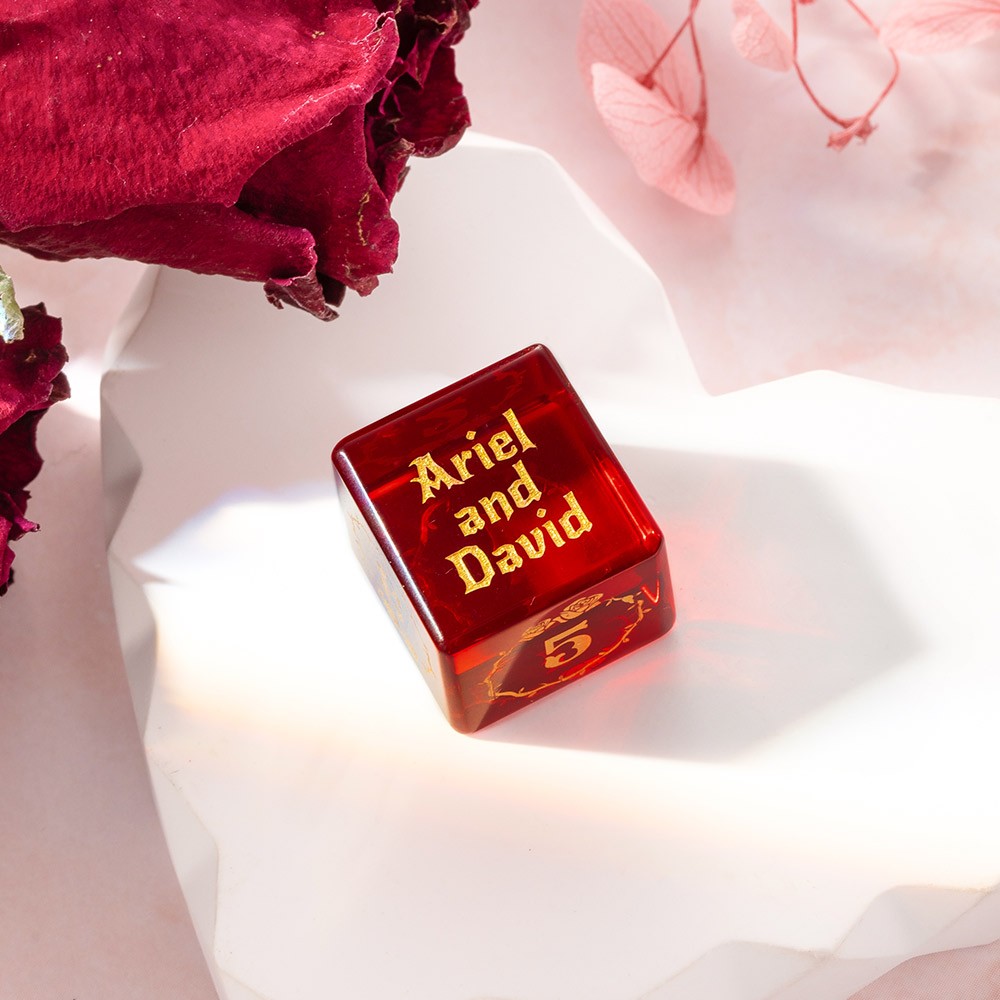 Custom Red Glass Romantic Rose Dice | Bard Seduce the Dragon Dice