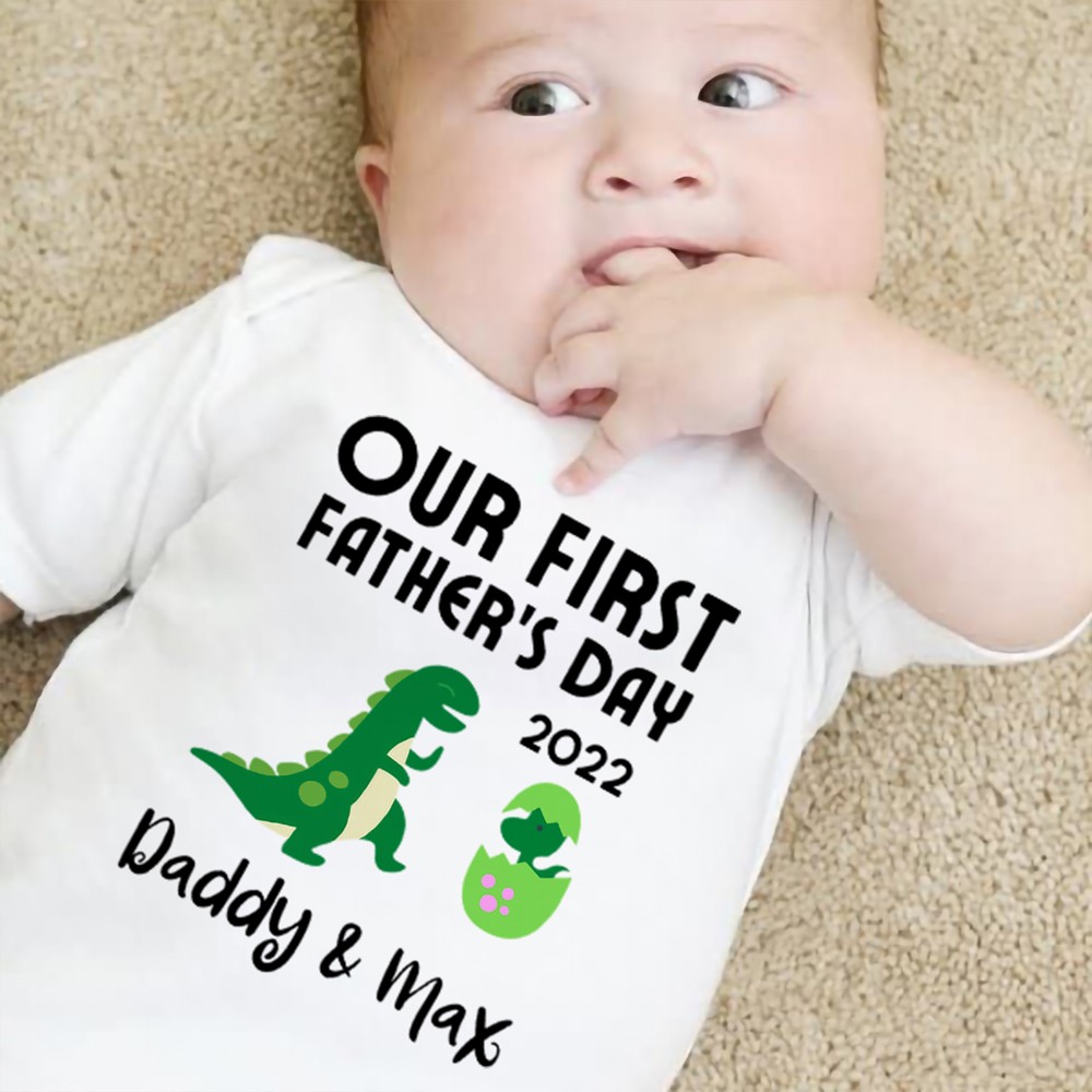 Daddy and Daughter Matching Outfits Personalized 1st Fathers Day Gifts with Names Father Son Matching Shirts FDEER1 First Fathers Day Dad and Infant Matching Outfit 