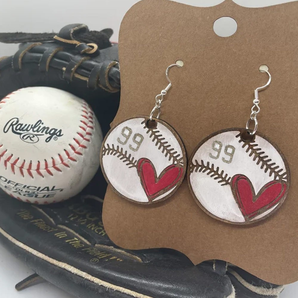 Mom baseball earrings