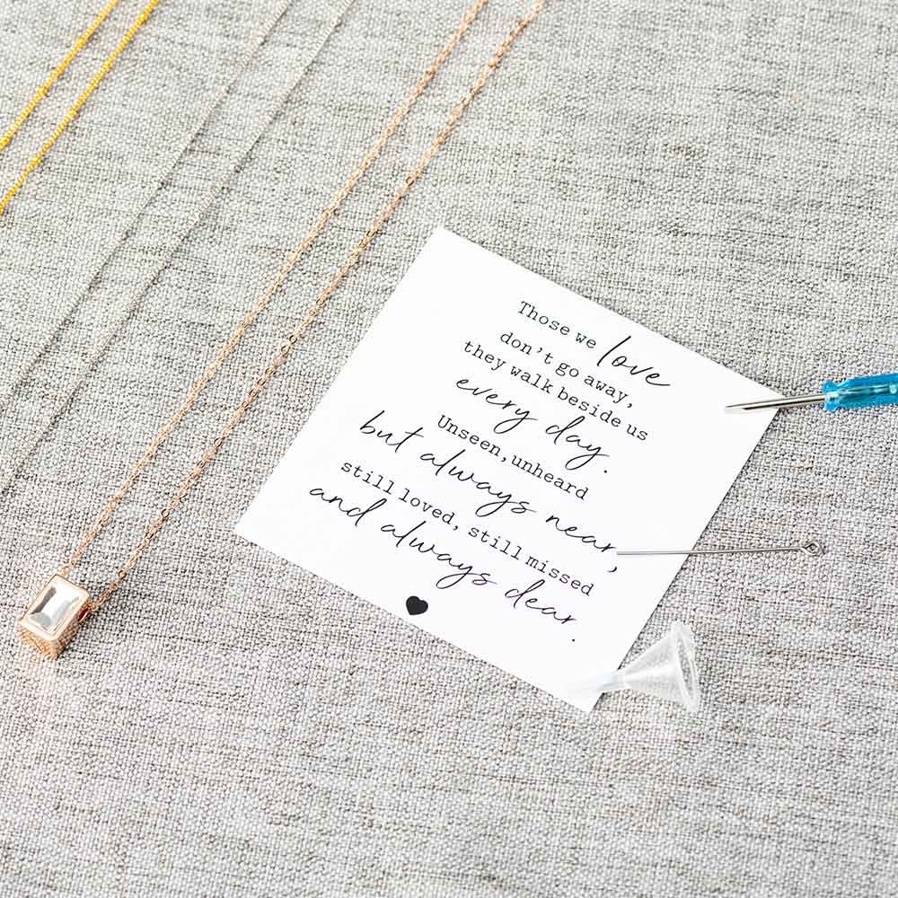 Personalized Small Mini Urn Necklace for Ashes Engraved Ashes Necklace for Women Memory Gift Dainty and Pretty Gift and Sympathy Card