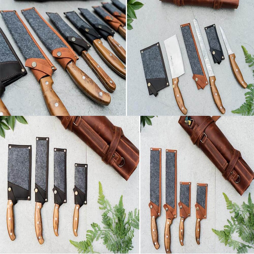 Leather Knife Cover, Leather Knife Sheath, Personalized Initial Kitchen