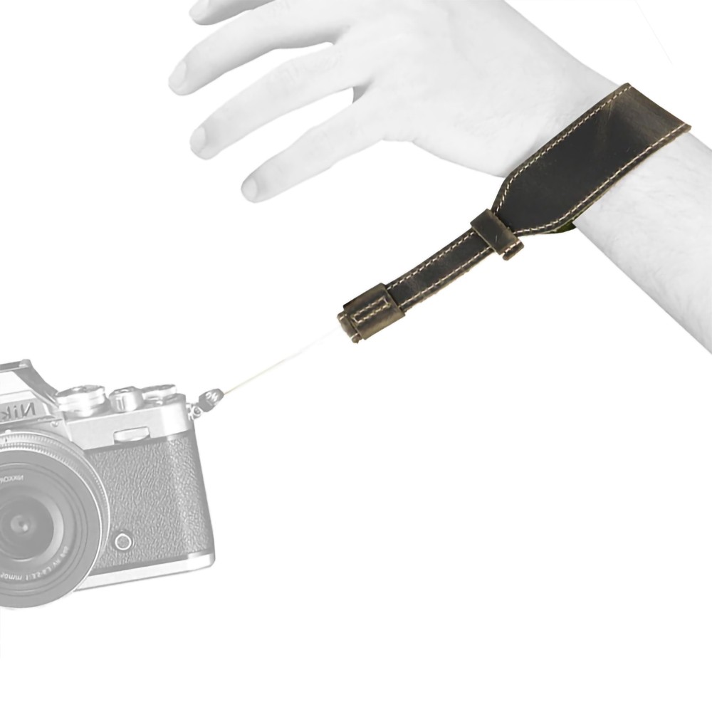 Aangepaste Top Grain lederen camera polsband, lederen verstelbare