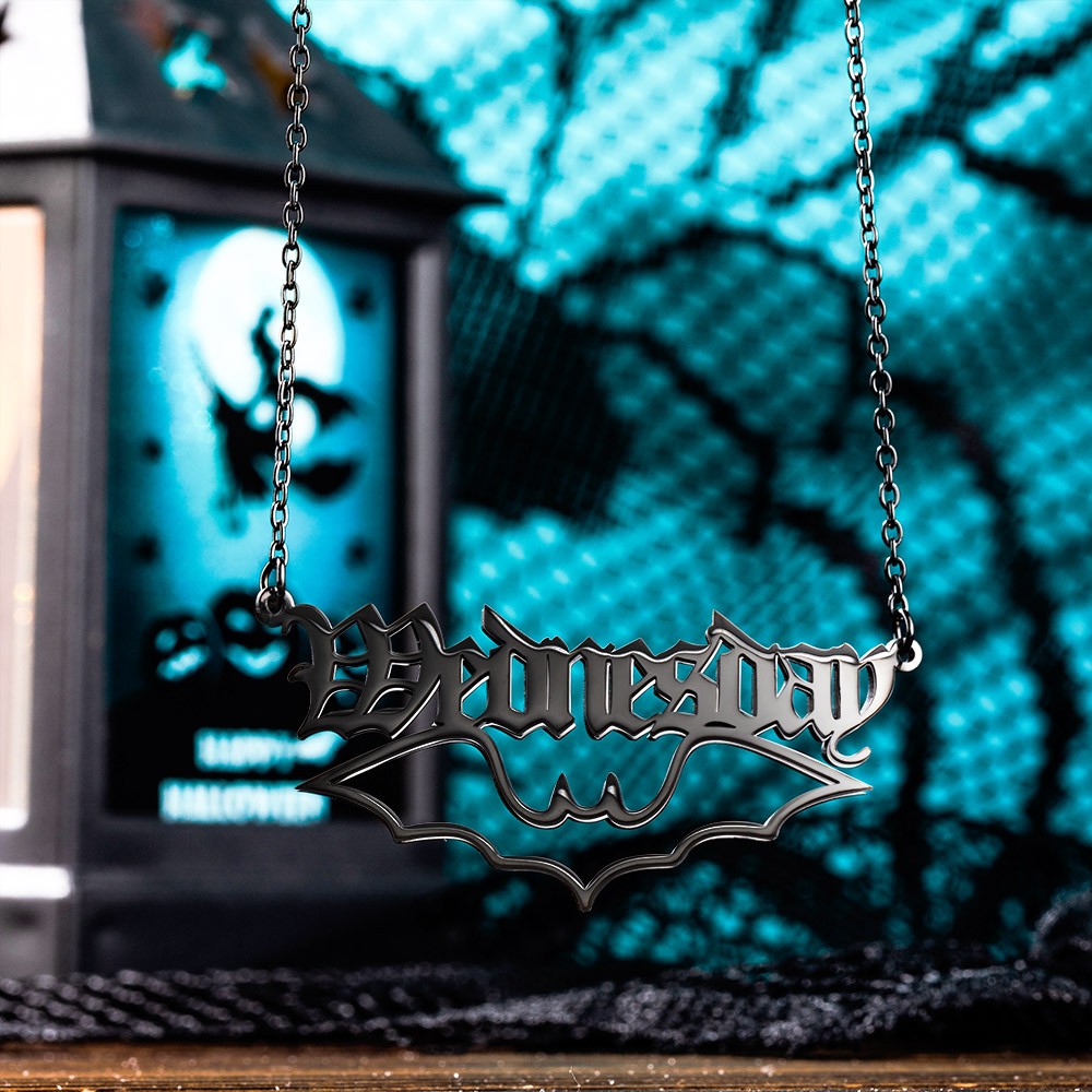 Custom Halloween Name Necklace, Gothic Jewelry with Pumpkin Bat Ghost Witch Style, Dainty Pendant, Necklace Halloween Gift for Family
