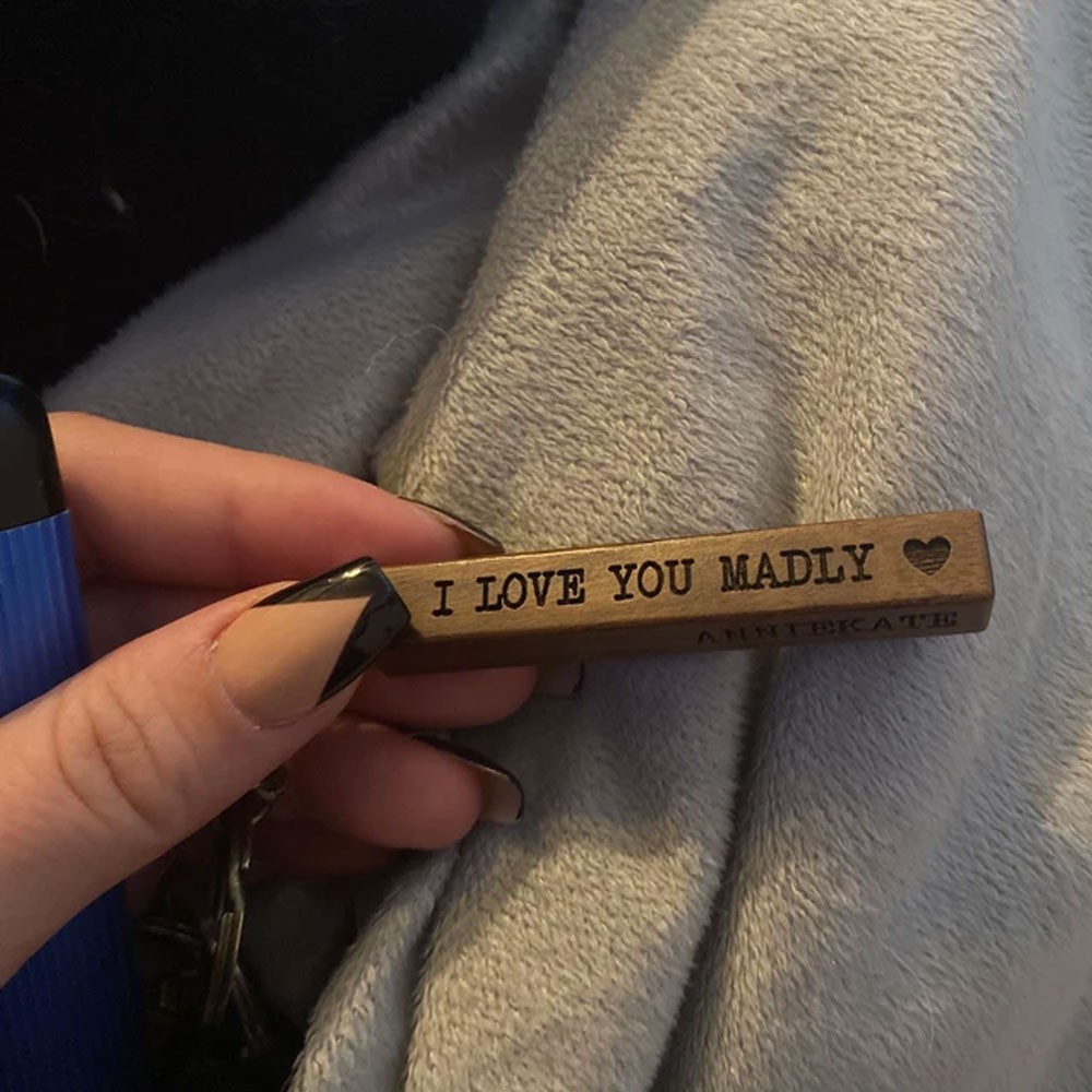 Custom 4 Sided Engraved Wood Bar Keychain, Custom 4 Sided Engraved Keychain for New Home Car, Gift for Mom Dad Grandpa Husband from Kids