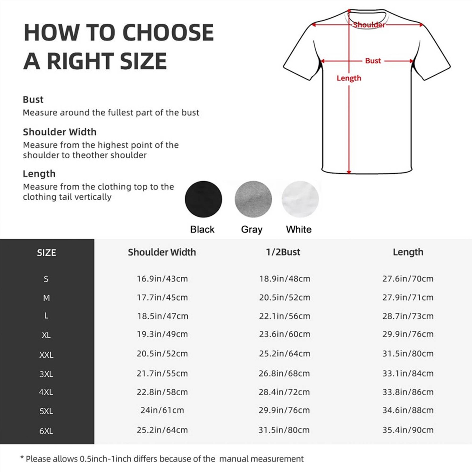 t-shirt size