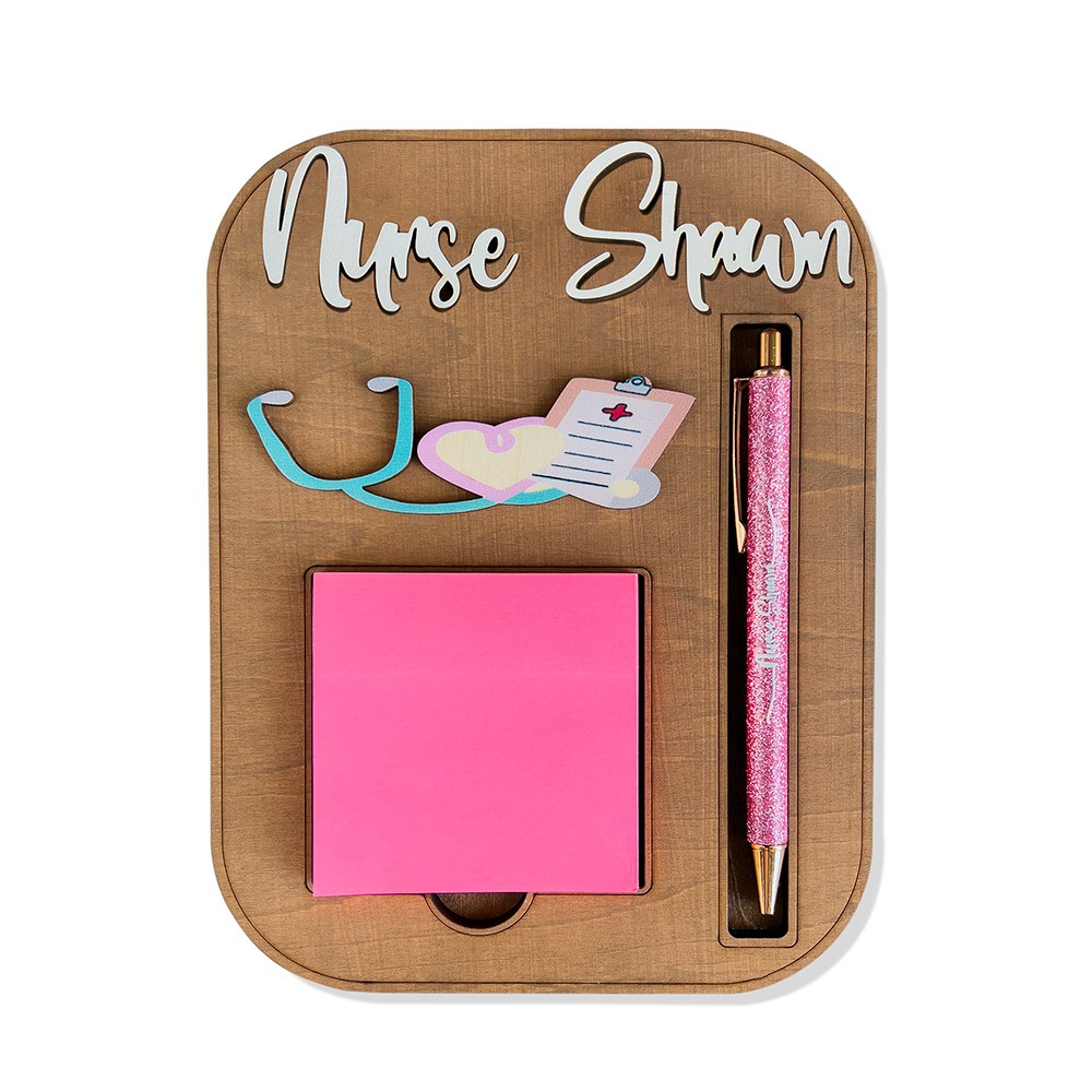 Personalized Medical Themed Sticky Note Holder, Custom Name Post-it Holder with Pen Slot, Doctor/Nurse Gift, Graduation Gift, Gift for Her