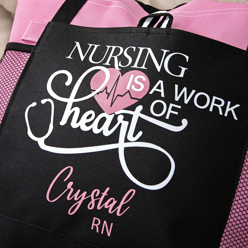 Personalized Large Nurse Tote Bag for Work, Canvas Nursing Bag with