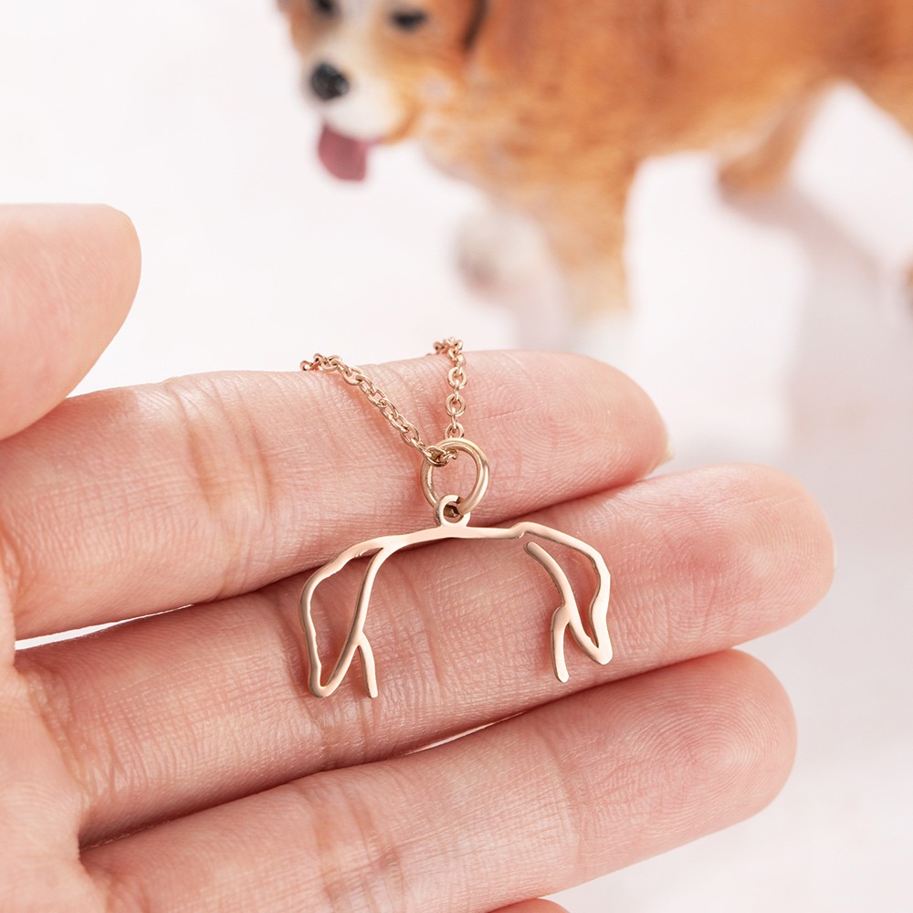 Custom Dog Ears Outline Necklace, Drawing Jewelry, Pet Silhouette Necklace, Memorial Pet Portrait Gift, Ring Holder Necklace, Gift for Dog/Cat Mom