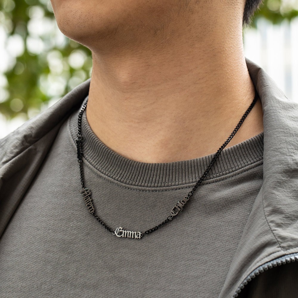 Personalized Name Necklace for Men, Custom Kid Name Necklace, Initial Nameplate Necklace, Men's Jewelry, Christmas/Father's Day Gift, Gift for Dad/Him