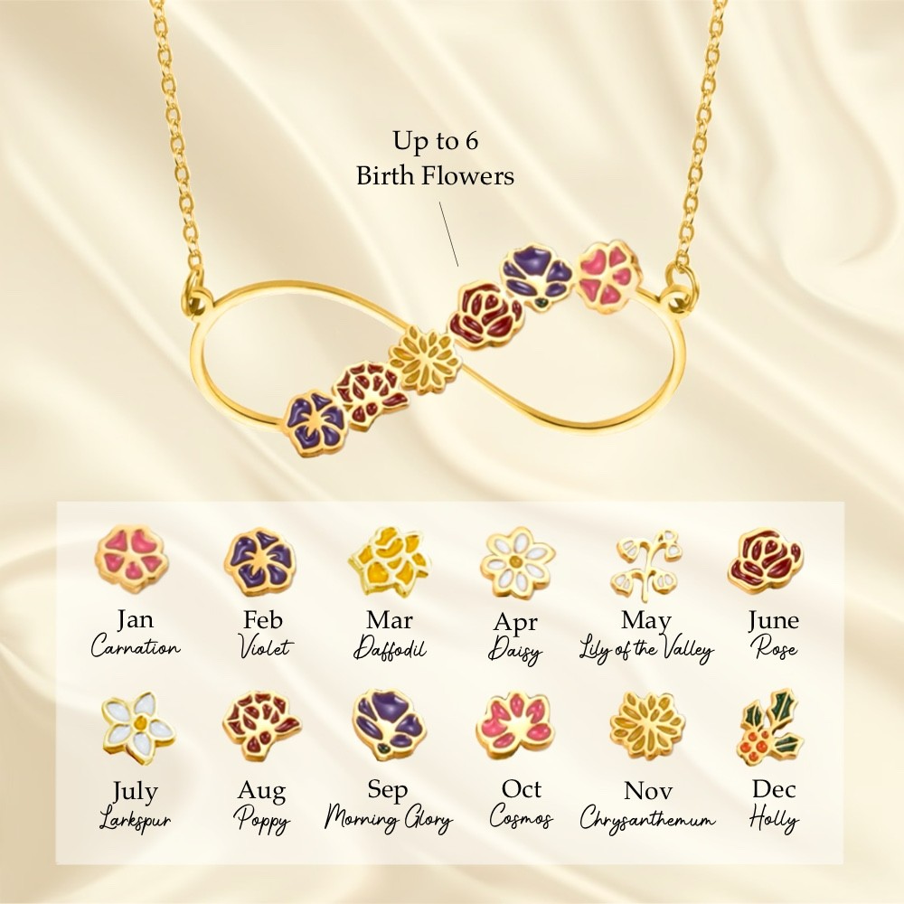name necklace with birth flower